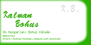 kalman bohus business card