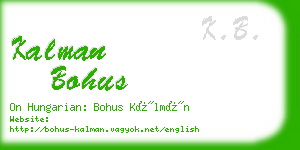 kalman bohus business card